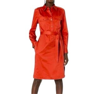 Trina Turk “Lono”’ Cotton Shirtdress Lobster Size S